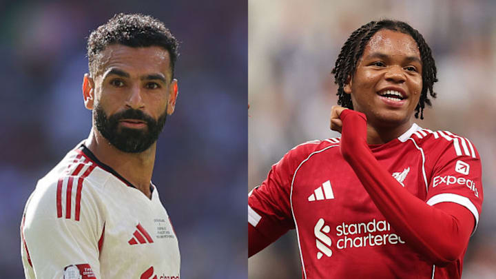 Mohamed Salah (left) offered some sage advice to teenage sensation Rio Ngumoha.