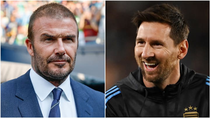 David Beckham (left) is a co-owner of the club Lionel Messi plays for.