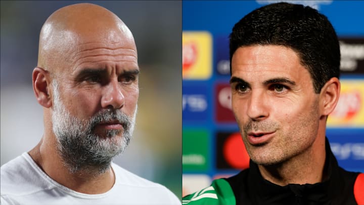 Mikel Arteta (right) began his coaching career under Pep Guardiola.