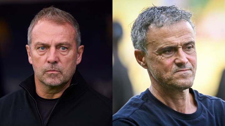 Hansi Flick (left) and Luis Enrique will face-off for the first time at the club level.