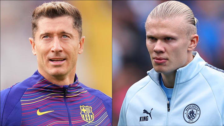 Erling Haaland (right) has been touted as a possible replacement for Robert Lewandowski.