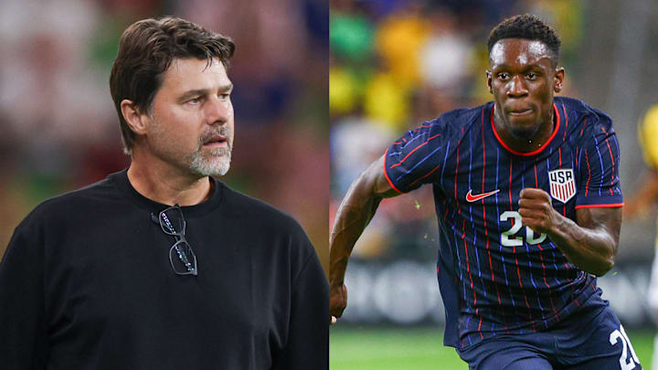 Mauricio Pochettino (left) was happy with Folarin Balogun (right) on Friday night. 