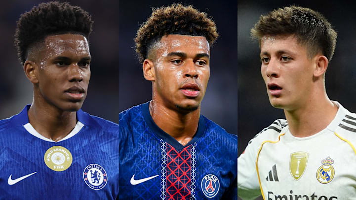 Estêvão (left), Désiré Doué (middle) and Arda Güler headline the 2025 Golden Boy nominees.