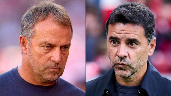 Hansi Flick (left) will pit his wits against Michel on Saturday.