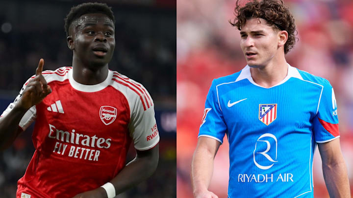 Bukayo Saka (left) and Julián Alvarez (right) face off in the Champions League. Bukayo Saka (left) and Julián Alvarez (right) face off in the Champions League.