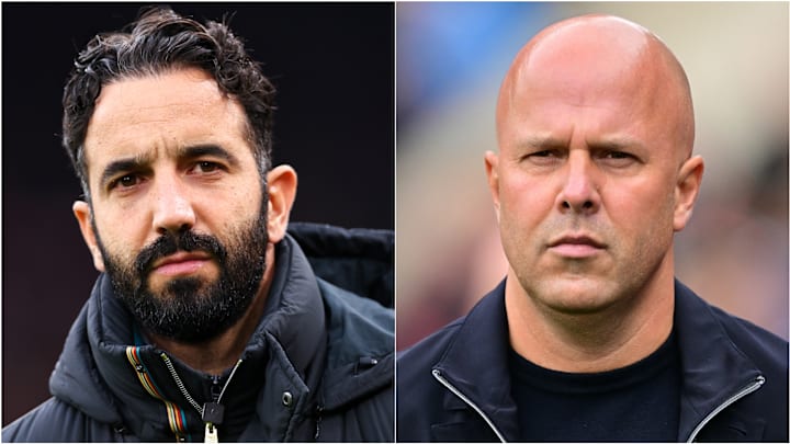 Ruben Amorim (left) and Arne Slot have been involved in a spiky war of words.