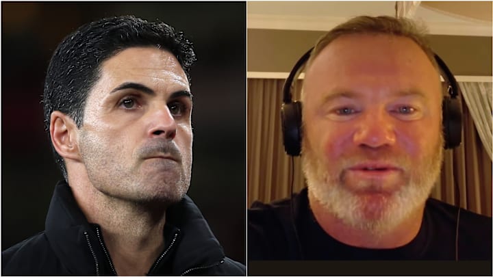 Mikel Arteta’s (left) position as Arsenal manager has been gently questioned by Wayne Rooney.