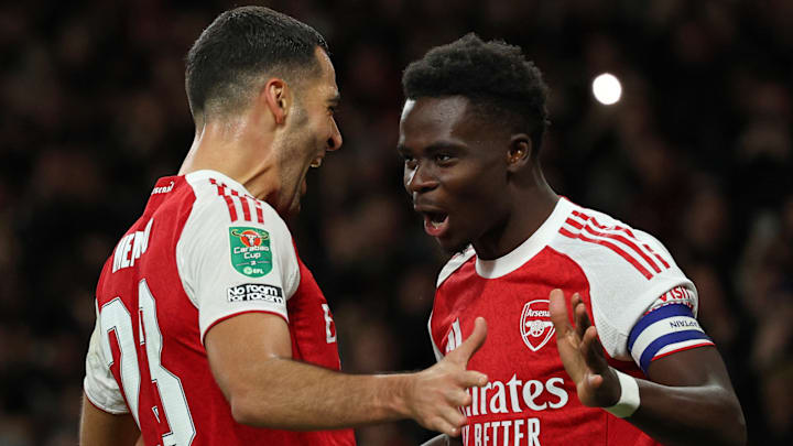 Mikel Merino (left) and Bukayo Saka enjoyed Arsenal’s Carabao Cup win. Mikel Merino (left) and Bukayo Saka enjoyed Arsenal’s Carabao Cup win.