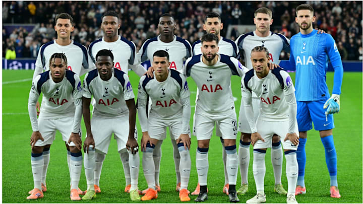 Destiny Udogie (second top left) started Tottenham’s Champions League clash with Copenhagen on Tuesday night.