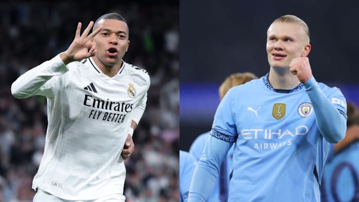 Kylian Mbappé (left) and Erling Haaland traded blows last season.