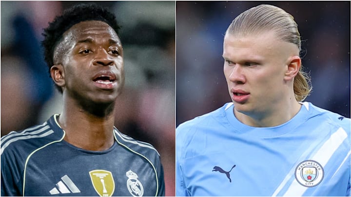 Vinicius Junior (left) and Erling Haaland are set to lock horns in midweek.