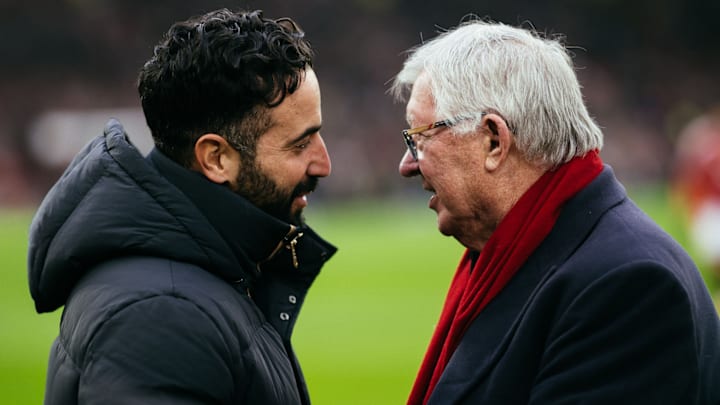 Ruben Amorim (left) has been offered some caveated praise by Sir Alex Ferguson.
