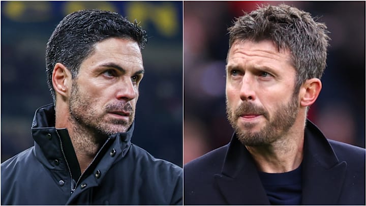 Mikel Arteta (left) came up against Michael Carrick on the pitch.