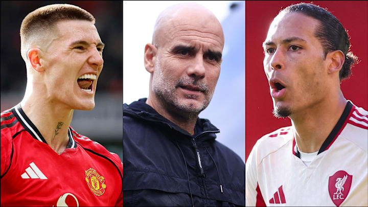 Benjamin Šeško (left), Pep Guardiola (center) and Virgil van Dijk were all nominated.