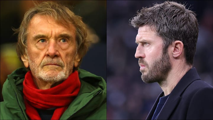 Sir Jim Ratcliffe (left) was quizzed on the future of Michael Carrick (right).