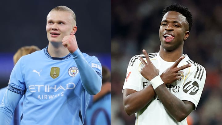 Erling Haaland (left) and Vinicius Junior take center stage in the European rivalry. 