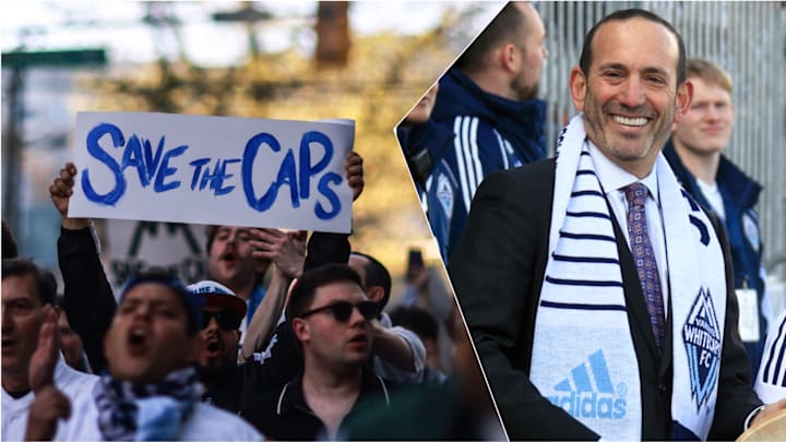 Vancouver Whitecaps fans have ramped up protests as MLS Commissioner Don Garber (right) visited the city for the FIFA Congress
