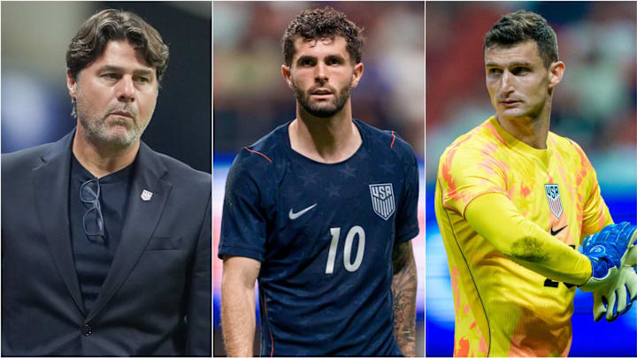 Mauricio Pochettino (left) has plenty to question with Christian Pulisic (center) and Matt Freese (right) ahead of the World Cup. 