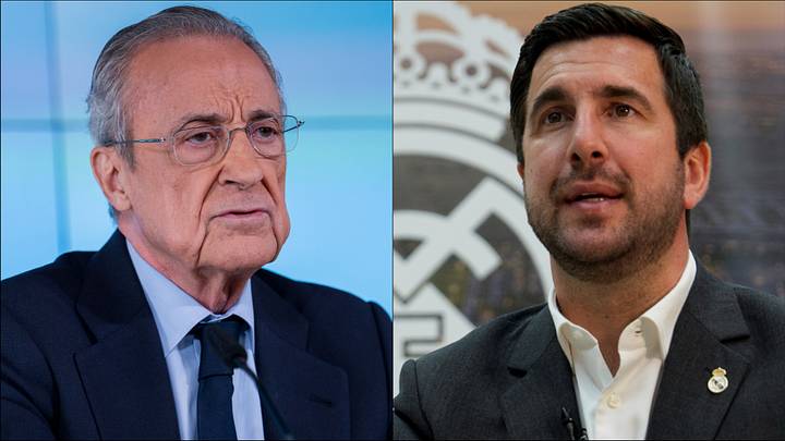 Florentino Pérez (left) is up against Enrique Riquelme (right). Florentino Pérez (left) is up against Enrique Riquelme (right).