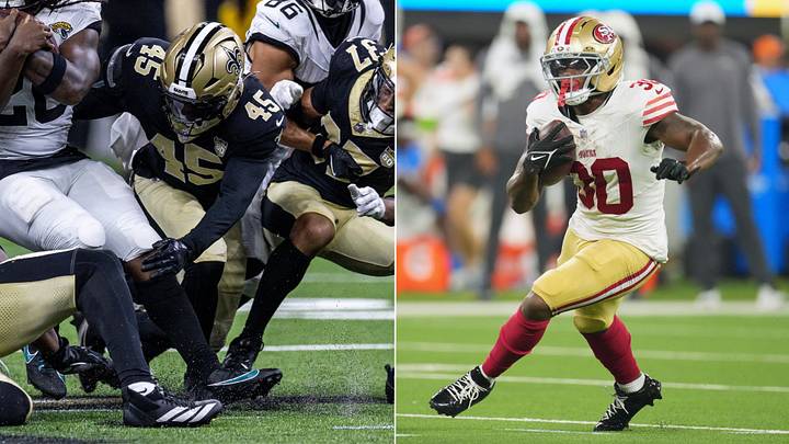 Deion Jones and Zamir White were traded for each other on Sunday night. Deion Jones and Zamir White were traded for each other on Sunday night.