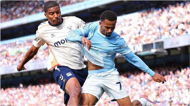 Iliman Ndiaye (right) made his Manchester City debut on Saturday. 