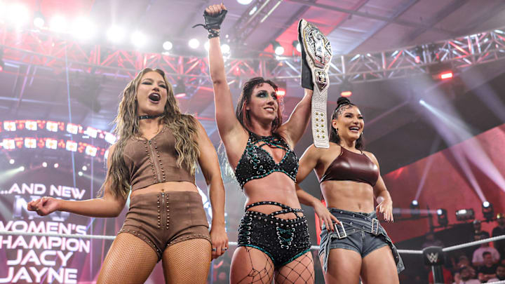 Jacy Jayne celebrates after capturing her first NXT Women's Championship Jacy Jayne celebrates after capturing her first NXT Women's Championship