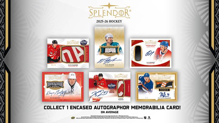 For the first time since 2017-18, Upper Deck Splendor, a high-end, one-card product, returns with autographs and premium memorabilia. For the first time since 2017-18, Upper Deck Splendor, a high-end, one-card product, returns with autographs and premium memorabilia.