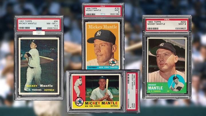 The cards set to auction, featuring three PSA 9's and one PSA 8.5 Mickey Mantle card. The cards set to auction, featuring three PSA 9's and one PSA 8.5 Mickey Mantle card.