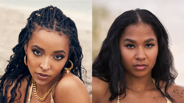 Tinashe was photographed by James Macari in Hollywood, Fla. Earrings by Lili Claspe. Necklace by Aureum. Jordan Chiles was photographed by Ben Horton at The Boca Raton.