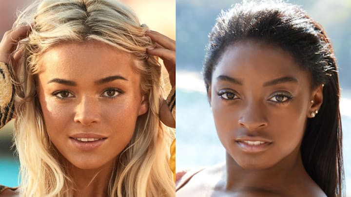Olivia Dunne was photographed by Ben Watts in Bermuda. Simone Biles was photographed by Walter Chin in Puerto Vallarta. 