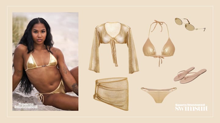 Jordan Chiles sporting golden swimwear Jordan Chiles sporting golden swimwear