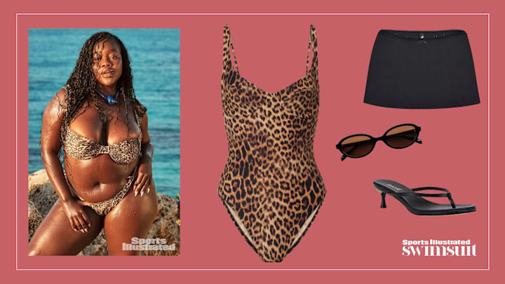 Achieng Agutu and underwire animal print swimwear