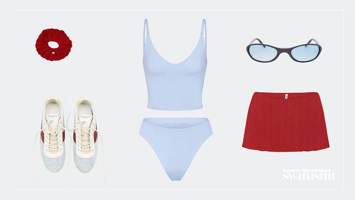 Light blue tankini and accessories
