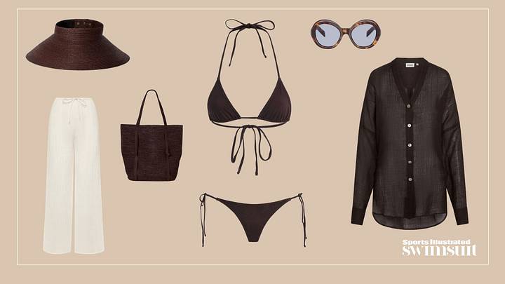 Chocolate brown sun hat, swimwear and accessories Chocolate brown sun hat, swimwear and accessories