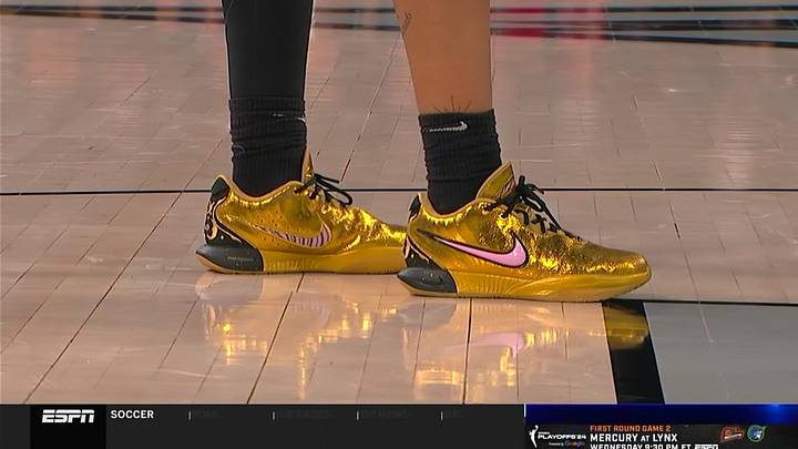 A'ja Wilson rocks gold Nike LeBron 21 PEs for WNBA Playoffs