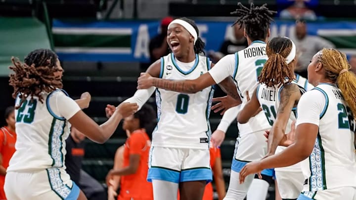 Tulane's Jordan Weaver celebrates her game-winner vs Campbell in the Green Wave's season opener.