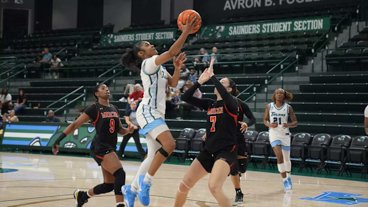 Tulane guard Kendall Sneed with a layup