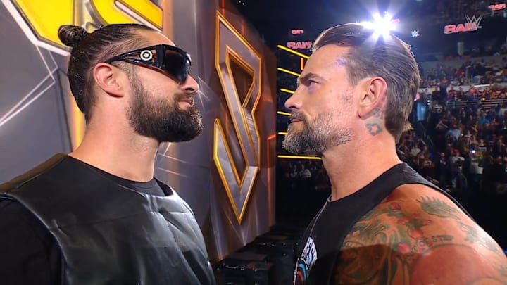 CM Punk and Seth Rollins cross paths on WWE Raw.