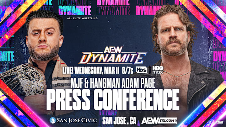 MJF and "Hangman" Adam Page will come face-to-face in one final press conference before their AEW World title match at Revolution.