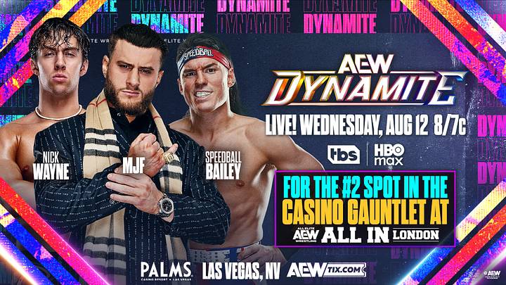 After returning to AEW at Grand Slam Mexico, MJF will battle Nick Wayne and "Speedball" Mike Bailey for the #2 spot in the All In London Casino Gauntlet. After returning to AEW at Grand Slam Mexico, MJF will battle Nick Wayne and "Speedball" Mike Bailey for the #2 spot in the All In London Casino Gauntlet.