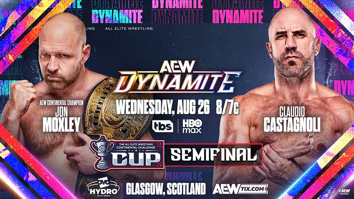 Continental Champion Jon Moxley meets his fellow Death Rider, Claudio Castagnoli in the semifinal of the Continental Cup on the final Dynamite before All In London. Continental Champion Jon Moxley meets his fellow Death Rider, Claudio Castagnoli in the semifinal of the Continental Cup on the final Dynamite before All In London.