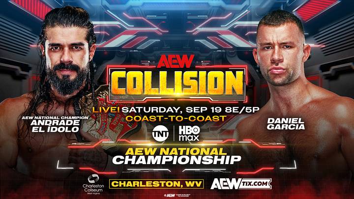 Andrade El Idolo defends the AEW National Championship against the winner of The Butcher Memorial battle royal, Daniel Garcia. Andrade El Idolo defends the AEW National Championship against the winner of The Butcher Memorial battle royal, Daniel Garcia.