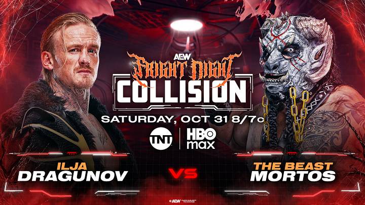 Ilja Dragunov takes on The Beast Mortos on a special Halloween edition of AEW Fright Night Collision. Ilja Dragunov takes on The Beast Mortos on a special Halloween edition of AEW Fright Night Collision.