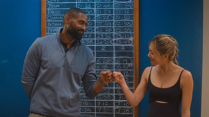 Crew Girl S1. (L to R) Thomas Cadrot as Coach Hayden and Miku Martineau as Teagan in Episode 4 of Crew Girl S1. Cr. Courtesy of Netflix © 2026 Crew Girl S1. (L to R) Thomas Cadrot as Coach Hayden and Miku Martineau as Teagan in Episode 4 of Crew Girl S1. Cr. Courtesy of Netflix © 2026