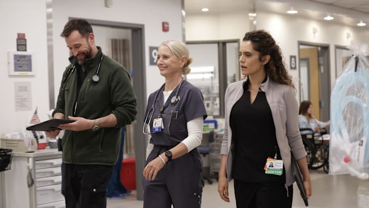 Noah Wyle, Katherine LaNasa, Sepideh Moafi in The Pitt season 2 (Warrick Page/MAX)