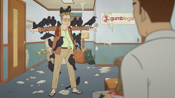 Strip Law S1. Stephen Root as Glem Blorchman in Strip Law S1. Cr. Courtesy of Netflix © 2026