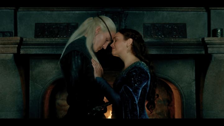 Aemond Targaryen (Ewan Mitchell) and Alicent Hightower (Olivia Cooke) in House of the Dragon season 3. Aemond Targaryen (Ewan Mitchell) and Alicent Hightower (Olivia Cooke) in House of the Dragon season 3.