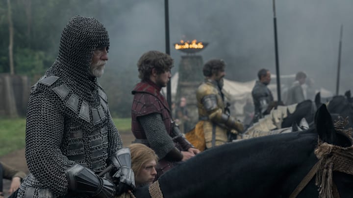 William Houston (Robyn Rhysling), Shaun Thomas (Raymun Fossoway) and Daniel Ings (Lyonel Baratheon) in A Knight of the Seven Kingdoms. Courtesy of Steffan Hill/HBO. William Houston (Robyn Rhysling), Shaun Thomas (Raymun Fossoway) and Daniel Ings (Lyonel Baratheon) in A Knight of the Seven Kingdoms. Courtesy of Steffan Hill/HBO.