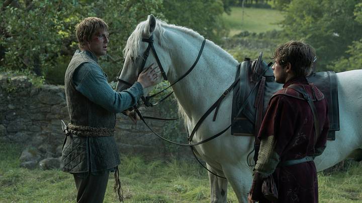 Peter Claffey (Dunk) and Shaun Thomas (Raymun Fossoway) in A Knight of the Seven Kingdoms. Courtesy of Steffan Hill/HBO.