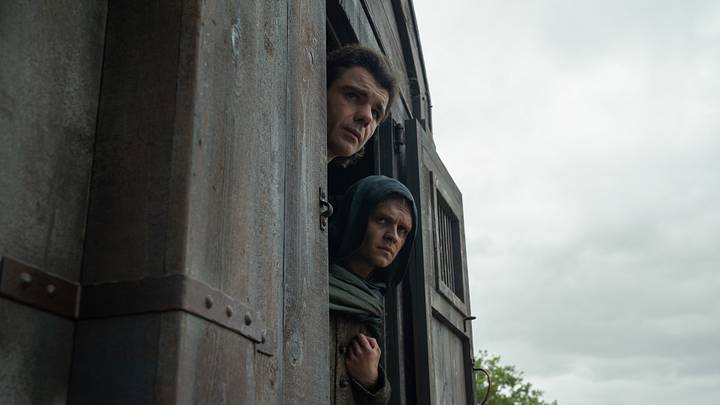 Matthew Needham (Larys Strong) and Tom Glynn-Carney (Aegon Targaryen) in House of the Dragon season 3. Photograph by Theo Whiteman/HBO. Matthew Needham (Larys Strong) and Tom Glynn-Carney (Aegon Targaryen) in House of the Dragon season 3. Photograph by Theo Whiteman/HBO.